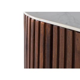 GINER Y COLOMER Aparador Curvo Madera Mango Nogal 150 cm con Tapa Marmol Blanco