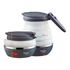 Adler Hervidor de Agua Portátil Plegable AD 1279, 0.6 L, 750 W, Silicona, Gris, Viaje