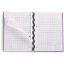 Miquelrius 6090 Cuaderno 100% Reciclado A4 80 Hojas Cuadriculado 5 mm, Cubierta Extra Dura Lavanda, Certificación Blue Angel y UE Ecolabel
