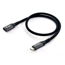 Equip Cable Prolongador USB-C Macho Hembra 3.2 Gen2 10Gbps 4K/60HzColor Negro 1.0m Malla algodon trenzado Carcasa Conector Aluminio