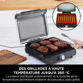 Ninja GR101EU Parrilla y Plancha de Interior Versátil para 4-5 personas con Temperatura Controlada hasta 260°C y Superficie Antiadherente