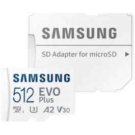 Samsung Tarjeta microSDXC EVO Plus 2023 512GB con Adaptador SD Clase 10 U3 V30 A2 Lectura 160MBs MB-MC512SA/EU Precio: 52.5000003. SKU: B1654BRFX2