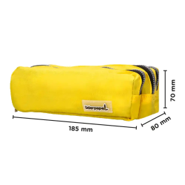 Liderpapel Estuche Portatodo Rectangular 3 Bolsillos Amarillo Pastel 185x80x70 mm