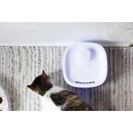 Mascow Fuente para Mascotas 19.5x13.5x19.5 cm Blanca Plástico 3L con Filtración Silenciosa y Cable USB