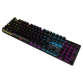 KROM Kasic Teclado Mecánico Gaming USB Alámbrico QWERTY Inglés, Retroiluminación LED RGB, Negro, Formato Completo 105 Teclas