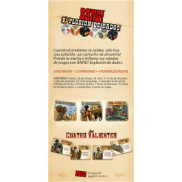 dV Giochi Bang! Explosión de dados EEDVBD04 Juego de Mesa con 2 Expansiones y 4 Personajes Nuevos Juego de Dados para 3-8 Jugadores 8+ Años