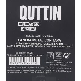 Quttin Panera de Metal Retro 30.5 x 20.7 x 15.1 cm para Almacenamiento de Pan (4 Unidades)