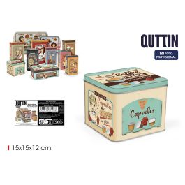 Bote de metal para cápsulas de café Quttin 15x15x12 cm (12 Unidades) Precio: 39.49999988. SKU: B1FRB6CX6F