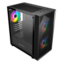 Unykach Caja Gaming Micro ATX MIR B200 Negra con Panel Cristal Templado e Iluminación ARGB, 3 Ventiladores Incluidos