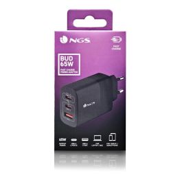 NGS BUD65W Cargador de Pared GaN 65W - 2xUSB-C PD PPS y 1xUSB-A QC 3.0 para Carga Rápida de Smartphones, Tablets y Portátiles NGS BUD65W Cargador de Pared GaN 65W - 2xUSB-C PD PPS y 1xUSB-A QC 3.0 para Carga Rápida de Smartphones, Tablets y Portátiles