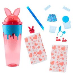 Barbie Jcn87 Muñeca Pop Reveal Colección Batidos Fiesta de Animales Conejito Brillante con 8 Sorpresas, Slime y Pelo Largo Rosa y Rojo