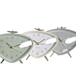 DKD Home Decor Reloj Despertador Vintage Metal y PVC, Colores Surtidos (Azul, Blanco, Gris), 11.5x4x10 cm - Pack de 3 Unidades