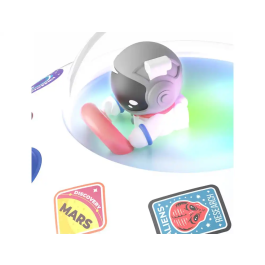 Wondee Cosmo Bubbly Altavoz Bluetooth Portátil Inalámbrico con Efectos de Luz, Diseño Nave Espacial, Sonido Potente, Luz Nocturna, Incluye 50 Pegatinas