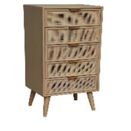 DKD Home Decor Cajonera Scandi Natural Dorado 5 Cajones 100.5 x 42 x 36.5 cm Paulownia/MDF Precio: 152.50000018. SKU: S3022182