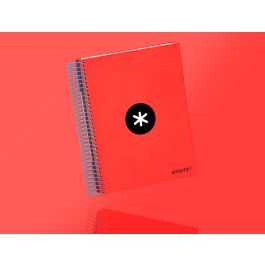 Cuaderno Espiral A5 Micro Antartik Tapa Forrada 120H 90 gr Liso Con Bandas 6 Taladros Color Rojo