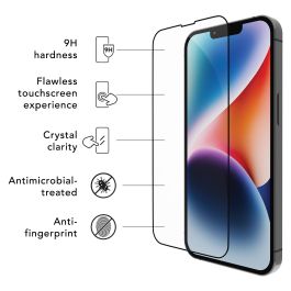 dbramante1928 Protector de Pantalla para iPhone 13/13 Pro/14 Negro Transparente Resistente a Rayones y Polvo 6.1" 9H Anti-huellas