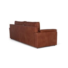 Giner y Colomer Sofá Tapizado en Piel Natural 3 Plazas Vintage Marrón