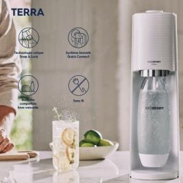 SODASTREAM TERRABILV - Máquina TERRA Blanca Pack 2 botellas LV + 1 cilindro de intercambio CQC