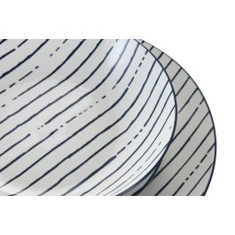 DKD Home Decor Vajilla Mediterraneo Azul 18 Piezas Porcelana Apto Microondas Lavavajillas