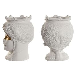 DKD Home Decor Macetero de Porcelana Cabeza Siciliana Colección Sicilia Mediterráneo Blanco Dorado 15x26.5x15 cm (2 Unidades) DKD Home Decor Macetero de Porcelana Cabeza Siciliana Colección Sicilia Mediterráneo Blanco Dorado 15x26.5x15 cm (2 Unidades)