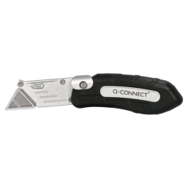 Q-connect XD-925 Cuter Metálico Ancho Plegable con Mango Antideslizante Cuchilla 19 mm Blister 1 Unidad