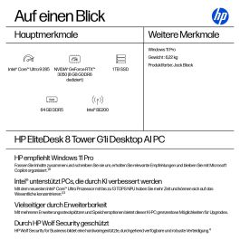 HP ELITEDESK 8 TWR G1I CU9-285/64GB/1TBSSD/RTX3050/W11Pro WLAN
