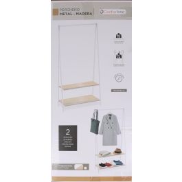 Perchero de Metal y Madera, 2 Niveles, Blanco - Confortime (2 Unidades) Perchero de Metal y Madera, 2 Niveles, Blanco - Confortime (2 Unidades)
