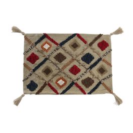 DKD Home Decor Funda Cojín Decorativa Multicolor de Algodón y Poliéster con Diseño de Flecos y Cierre de Cremallera 40 x 60 cm
