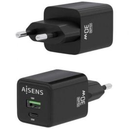 AISENS - CARGADOR GaN 30W, 1xUSB-C PD3.0 QC4.0, 1xUSB-A QC3.0, NEGRO AISENS - CARGADOR GaN 30W, 1xUSB-C PD3.0 QC4.0, 1xUSB-A QC3.0, NEGRO