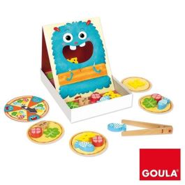 Goula Juego de Destreza Hungry Monster de Madera - Prepara la Pizza del Monstruo Tragón para Niños 3+ Años (Hasta 4 Jugadores)