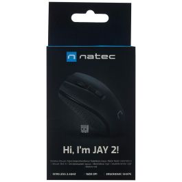 NATEC Jay 2 Ratón Óptico Inalámbrico RF Ambidextro para Oficina 1600 DPI Negro con 4 Botones