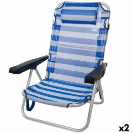 Silla de Playa Aktive Plegable Cojín Blanco Azul 48 x 84 x 46 cm (2 Unidades)