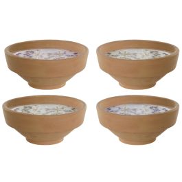 DKD Home Decor Vela Marron Terracota Cera Parafina Hierbas Aromáticas 16 x 8 x 16 cm (4 Unidades)