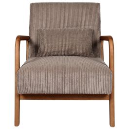 Home Deco Factory Butaca Scott Taupé Colección Cocooning Tapizado Acanalado Poliéster Piel Sintética 64.5x83.5x75 cm