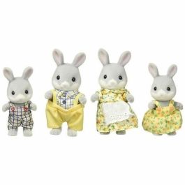 Sylvanian Families 3134 Familia Conejo Gris Papá Mamá Niño Niña Figuras