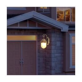 RABALUX RAB-8387 Aplique Exterior LED "Sydney" 1xE27 IP23 Negro Metal Pantalla Cristal