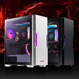 XPG Starker Caja PC ATX Blanca con Ventana Lateral de Vidrio Templado, 5 Ventiladores Frontales y Soporte 2.5/3.5"