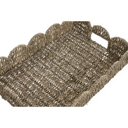 DKD Home Decor Bandejas Decoración Tropical Natural Seagrass y Metal 33 x 10 x 48 cm Set de 2