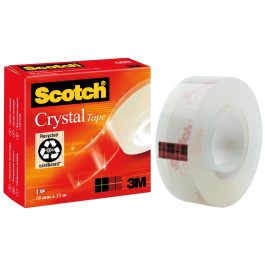 Scotch Cinta Adhesiva Supertransparente Crystal 600 Rollo 19 mm X 33M Caja Individual