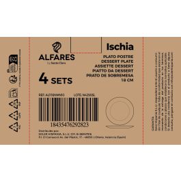Inde Ischia - Set de 3 Platos de Postre Redonda Ø17.8 cm x 2 cm en Cristal Opalina, Negro (4 Cajas)