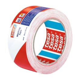 Tesa Cinta de balizar adhesiva rojo/blanco 33m x 50mm 60760