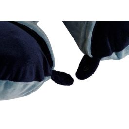 DKD Home Decor Cojin de Viaje Azul Marino y Azul con Capucha de Poliester - 10 x 32 x 30 cm (4 Unidades)