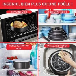 TEFAL INGENIO Sartenes Easy Plus 24/28cm + mango, No Inducción, Antiadherente, Apto para lavavajillas, Hecho en Francia L1509202