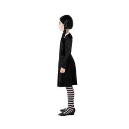 Disfraz Niña Fantasma Familia Loca Halloween, Vestido Largo Negro con Cuello Blanco, Infantil 10-12 Años, Poliéster