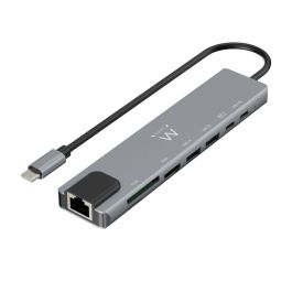 Ewent EW1146 Base Docking USB-C Multipuerto 8 en 1 con HDMI 4K, Power Delivery 87W, LAN Gigabit, USB, Lector SD/MicroSD Gris Aluminio Precio: 25.99000019. SKU: B15AM7D5T4