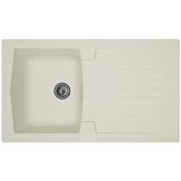 Stradour Fregadero de Cocina Empotrado 1 Seno 1 Escurridor Reversible Resina SMC Acabado Arena Blanco 86x50 cm Desagüe Manual Ø 90mm