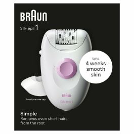 Braun 1-010 Depiladora Eléctrica Silk-épil 1, 20 Pinzas MicroGrip, 2 Velocidades, para Pelo Corto, Rosa y Blanco