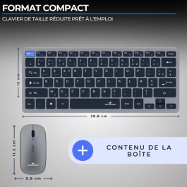 Bluestork BLU3760162055160 Combo Teclado y Ratón Inalámbricos Mini Pack Bluetooth y Adaptador Ultradelgado Ligero para Trabajo Móvil y Remoto