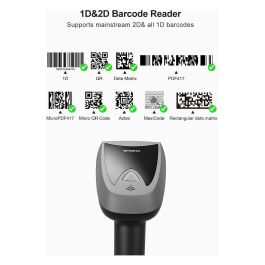 Inateck BCST-52 Lector de Códigos de Barras Portátil 1D/2D, Bluetooth/USB, Negro