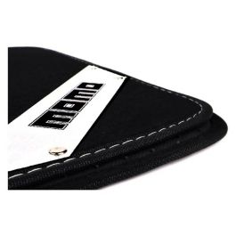 Momo MOMLCM012BW Set 4 Alfombrillas Universales para Coche Negro Blanco, Poliéster PVC Antideslizantes, Talonera Reforzada